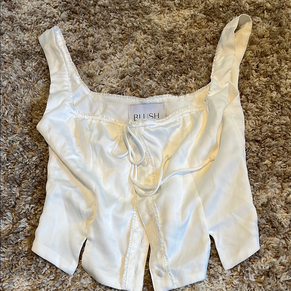 Blush White Satin Corset Top